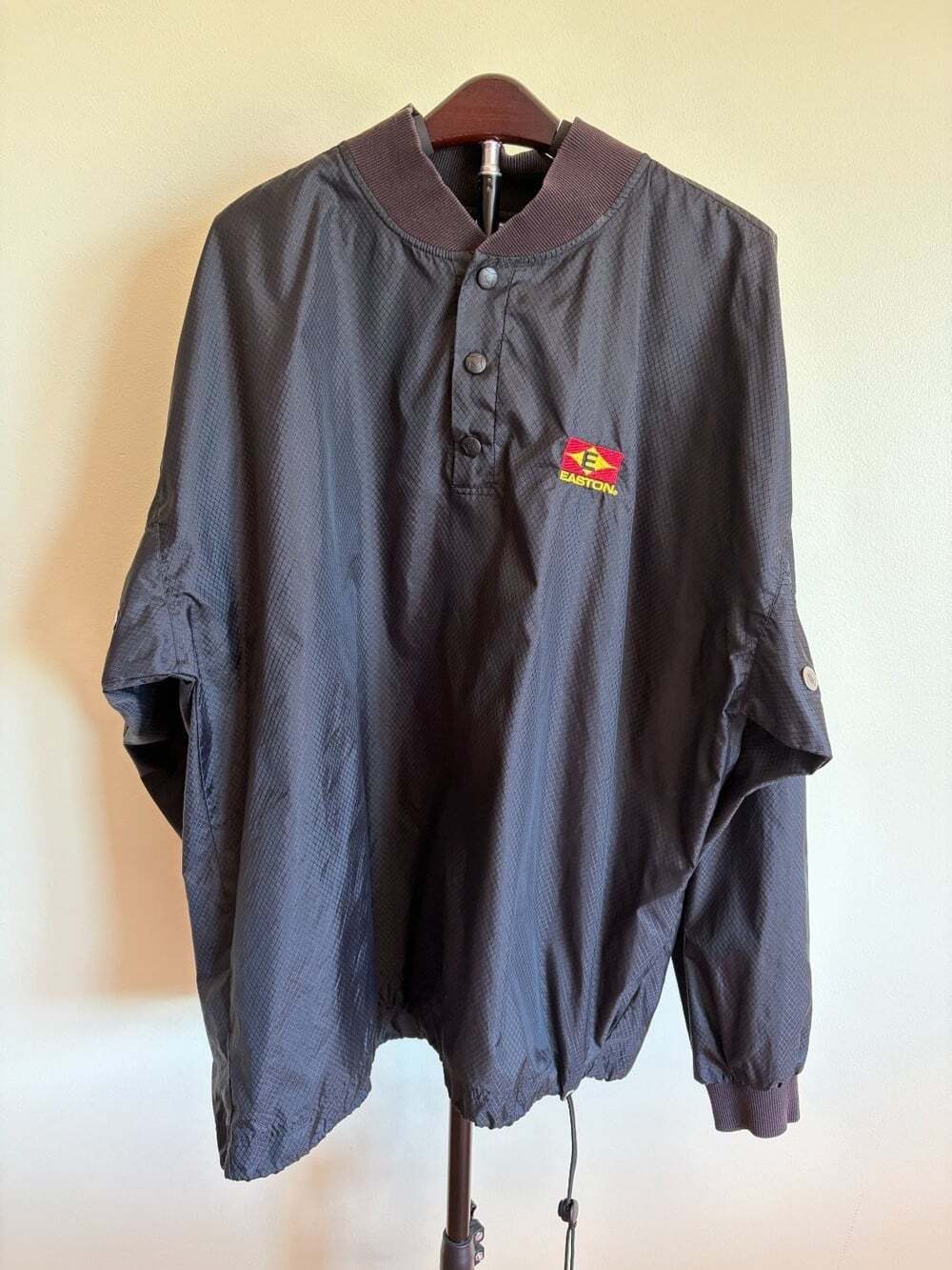 Vintage Easton Baseball Batting Jacket Windbreaker Pullover Snap Neck Mens Large